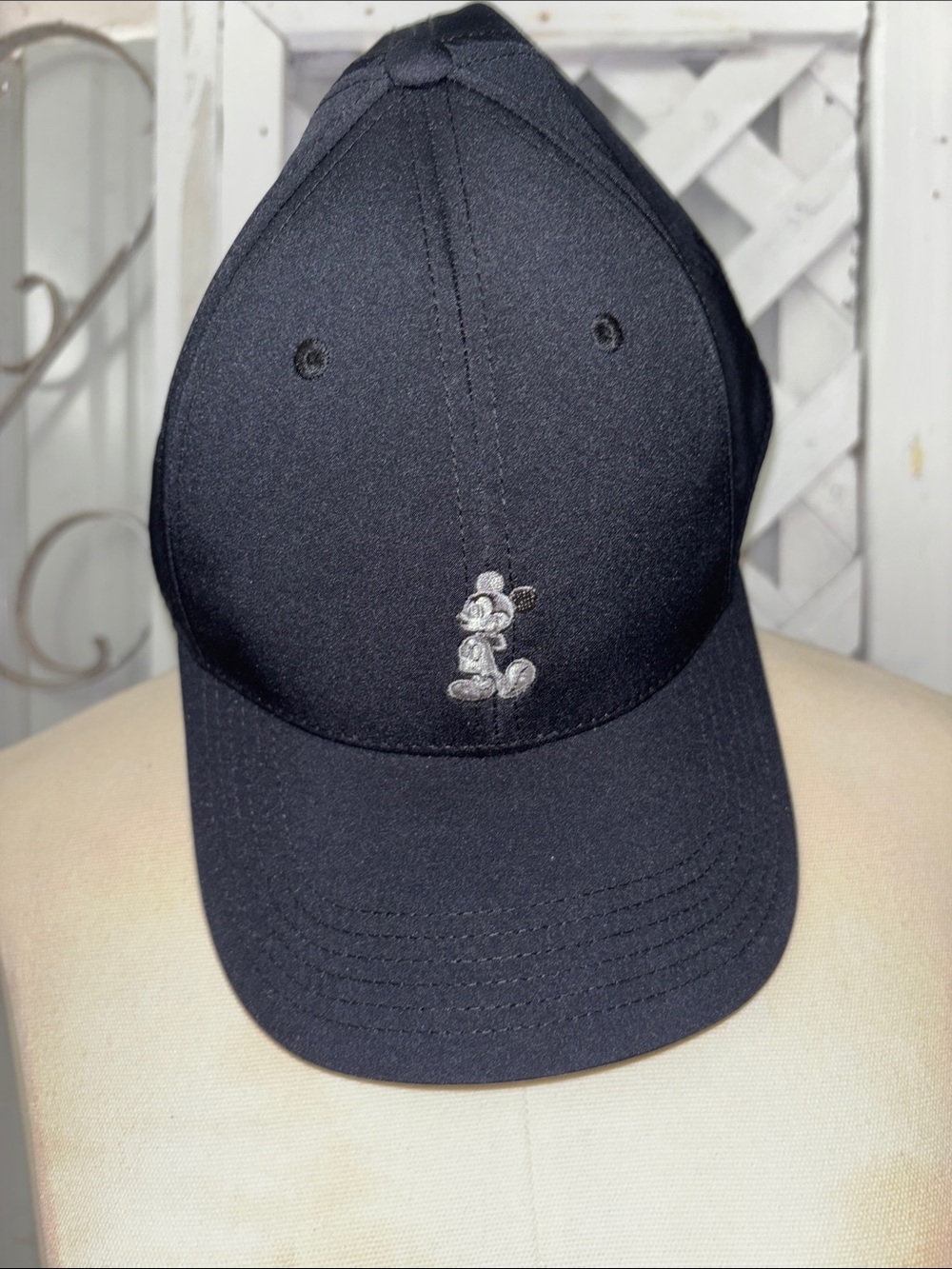 Disney Black Baseball Hat with Small White Logo Tag
